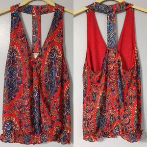 Lucky Brand Red Paxi Paisley Tank Top